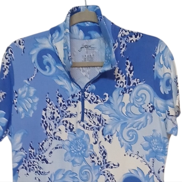 Gottox - NWOT Multi Colored Shift Dress, Zipperd Neck, Short Sleeve, Collared - Picture 5 of 11